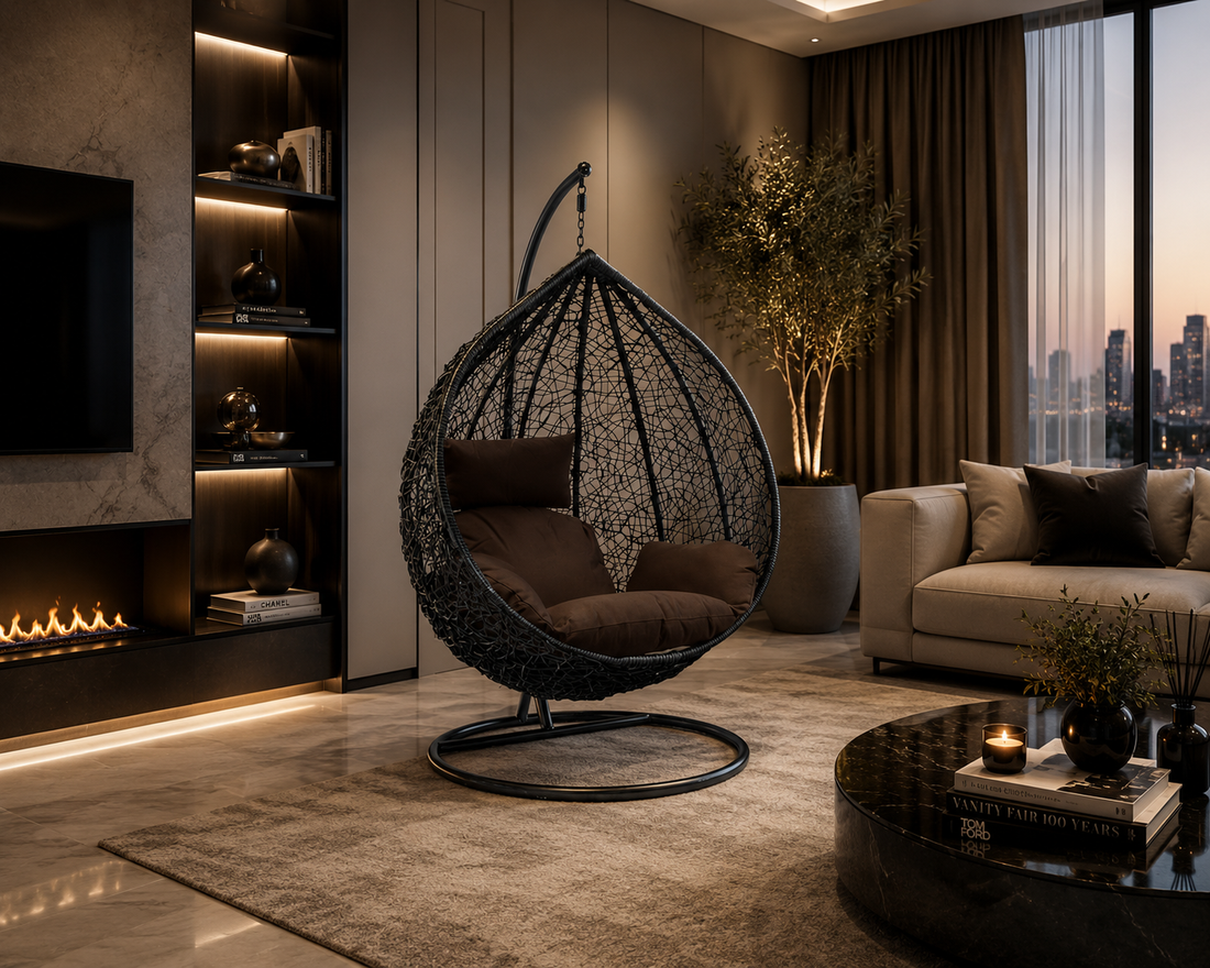 Rattan Swing Egg Chair with Cushion