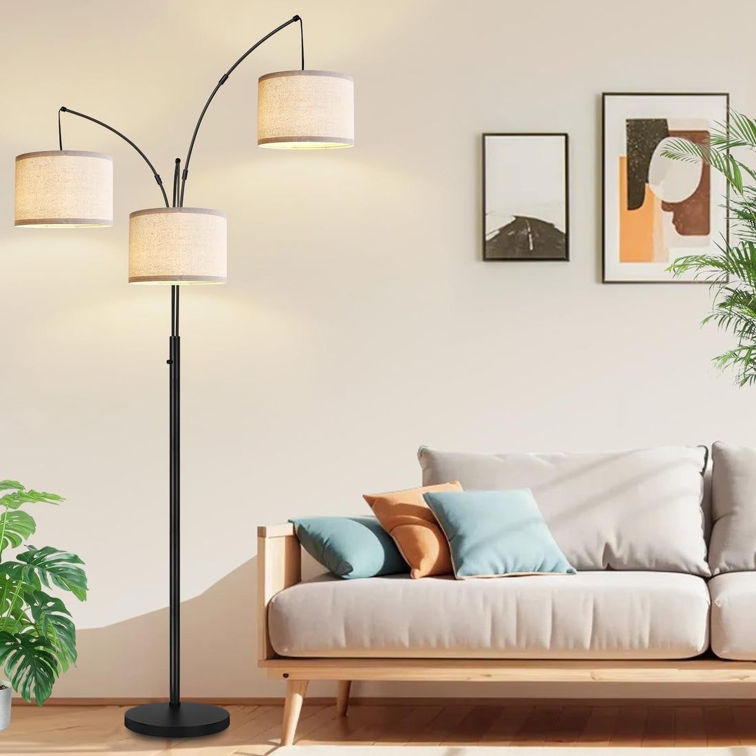 3 Light Floor Lamp Free Standing Tall Lamp